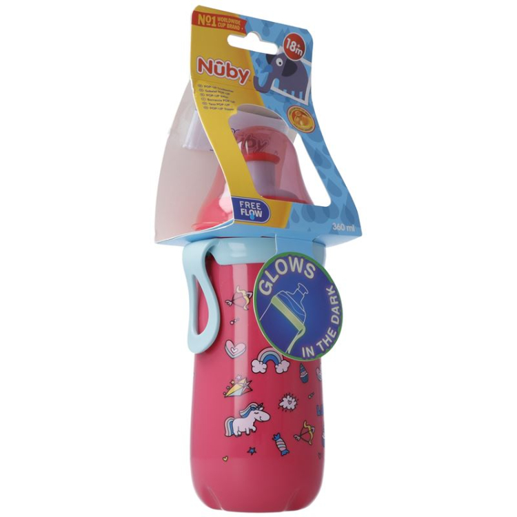 Nuby Pop-Up Becher 360ml met Sportverschluss en Leuchtring