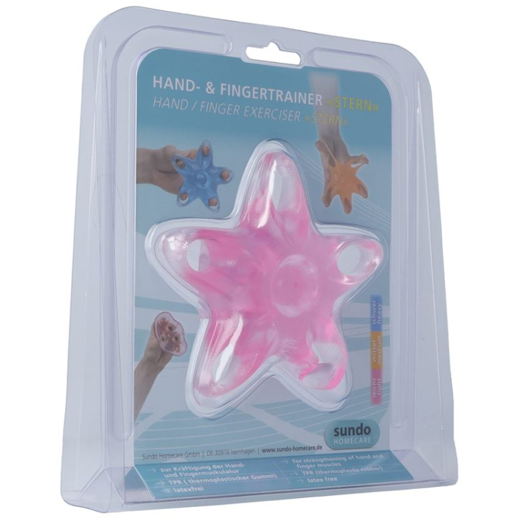 SUNDO Hand - och Fingertrainer Stern rosa led