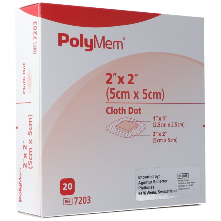 POLYMEM 粘性伤口敷料 5x5cm 羊毛 ST 20 x