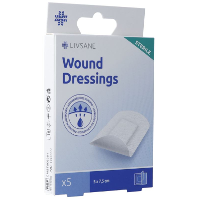 Livsane sterile wound dressings 5x7.5cm 5 stk