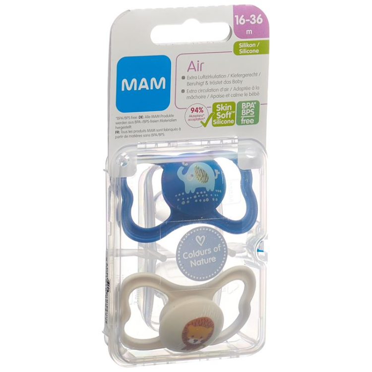 MAM Air Nuggi Silikon Cậu bé 16-36m