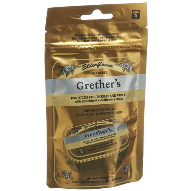 Grethers Elderflower Pastillen ohne Zucker Btl 110 გრ