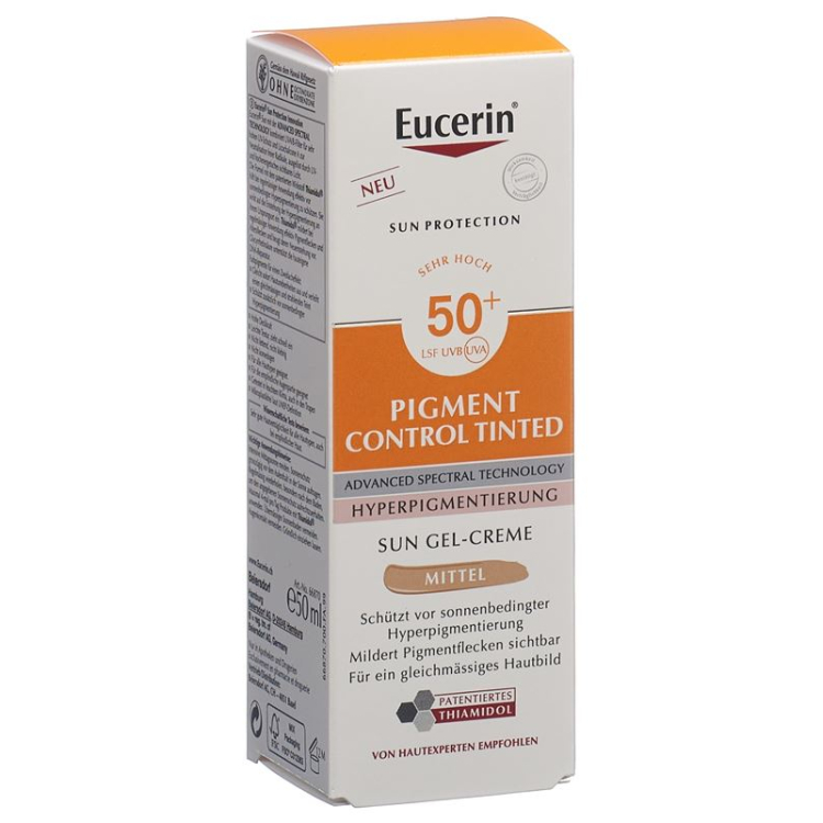 Eucerin SUN Pigmen Muka Kawalan Cecair Getönt Sederhana LSF50+ Disp 50 ml