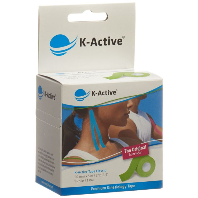 K-Active Kinesiology Tape Classic 5cmx5m groen waterafstotend