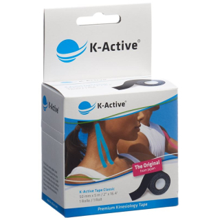 K-Active Kinesiology Tape Classic 5cmx5m preto repelente de água