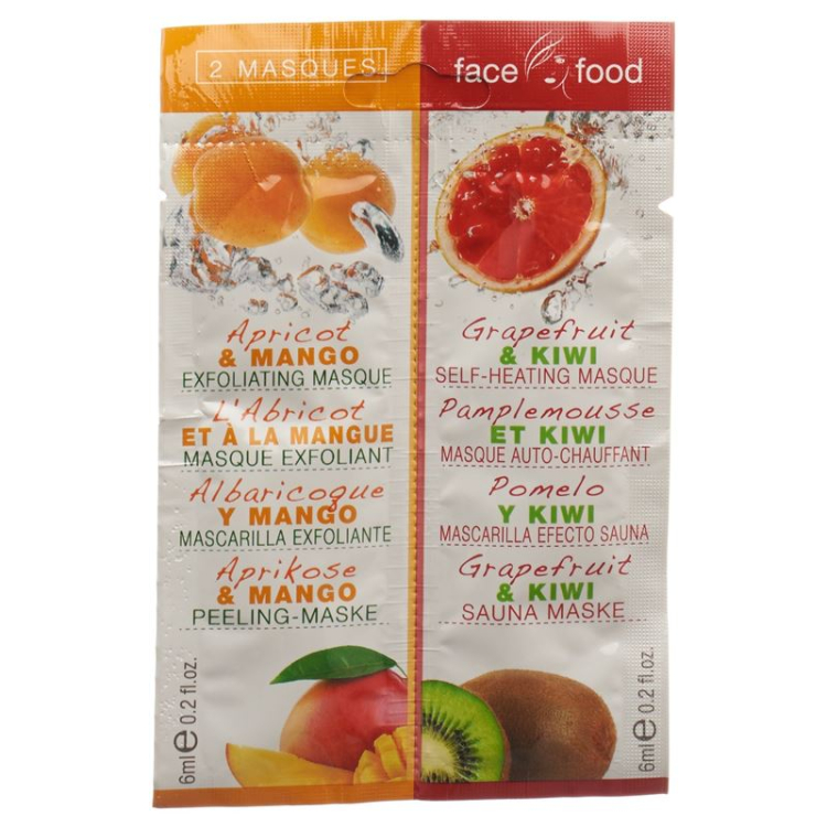 Food Face Face Mask with apricot and grapefruit 2 x 6 ml