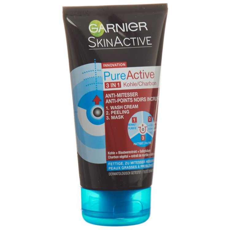 Garnier Pure Active Charcoal 3in1 Anti-Blackhead Tb 150 ml