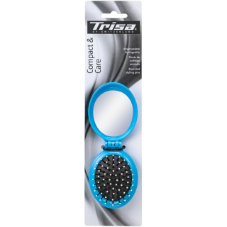 Trisa Basic Travel folding hairbrush with mirror