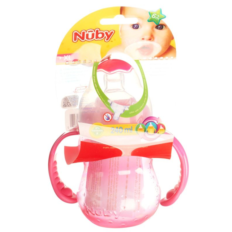 Nuby Wide Mouth Bottle Starter Cup ជាមួយនឹងចំណុចទាញ។ ចំពុះបៀម