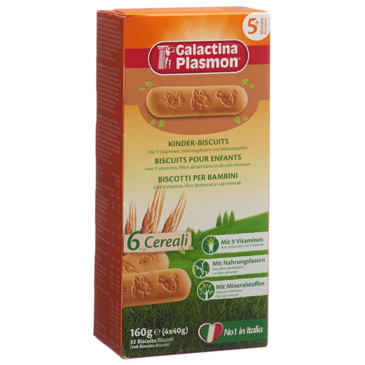 Galactina plasmon 6 Cereali children's Biscuits 4 x 40 g