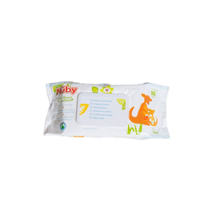 Nuby All Naturals bolalar uchun salfetkalar antibakterial 80 dona