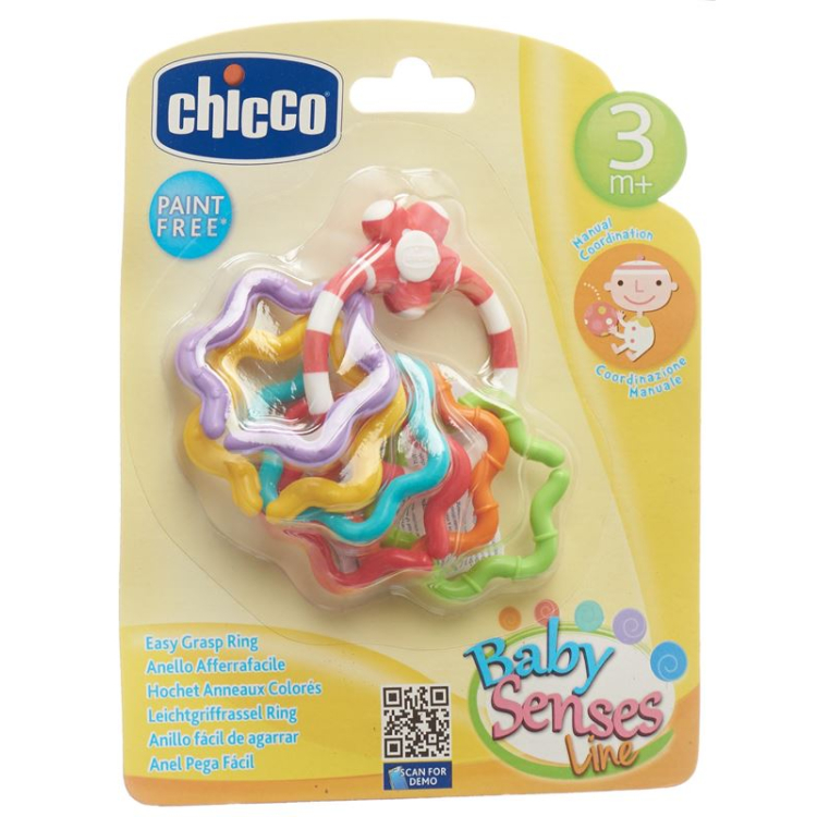 Chicco light grip rattle cincin warna-warni 3M+