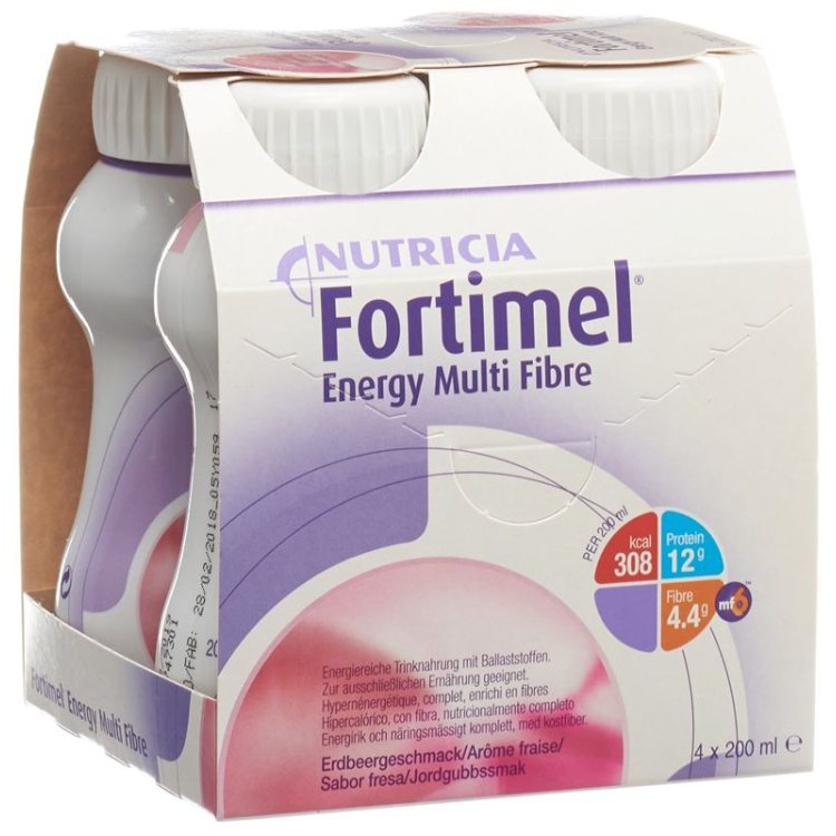 Fortimel Energy Multi Fibre Truskawka 4 Butelki 200 ml