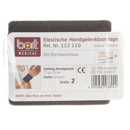 BORT bandaža za zapestje Velcro 8 cm velikost 2 -19 cm črna