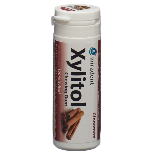 Miradent Xylitol Chewing Gum Cinnamon - Sugar-Free, Gluten-Free, Vegan
