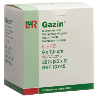 Conjunto de compressa de gaze Gazin 7,5 x 9 cm 8 x estéril 25 x 2 unidades