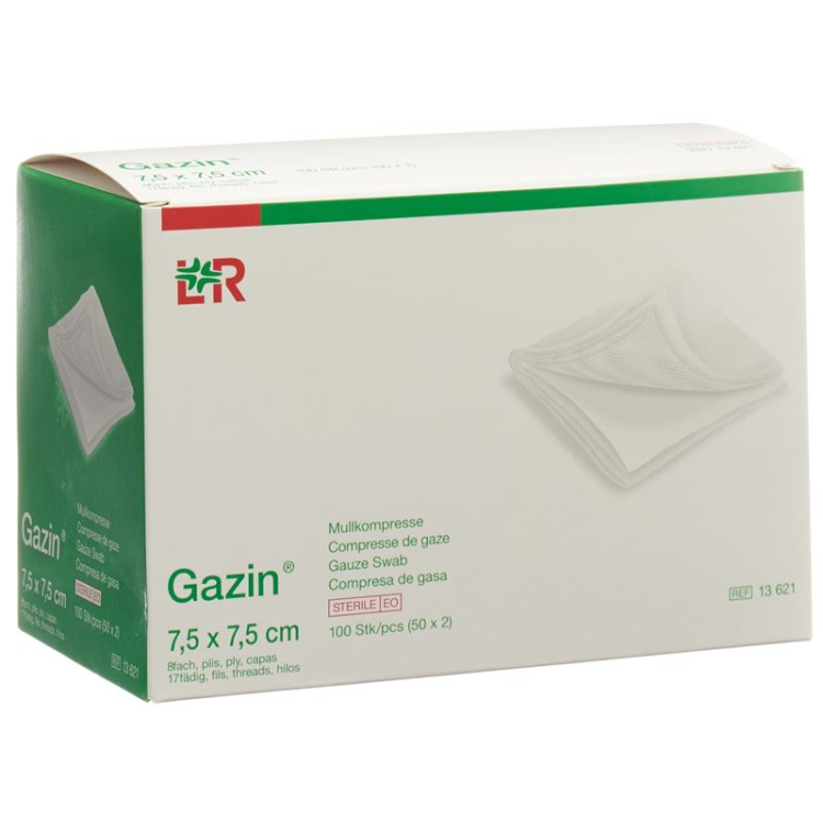 Gazin gasbind 7,5x7,5cm 8 ganger steril 50 x 2 stk.