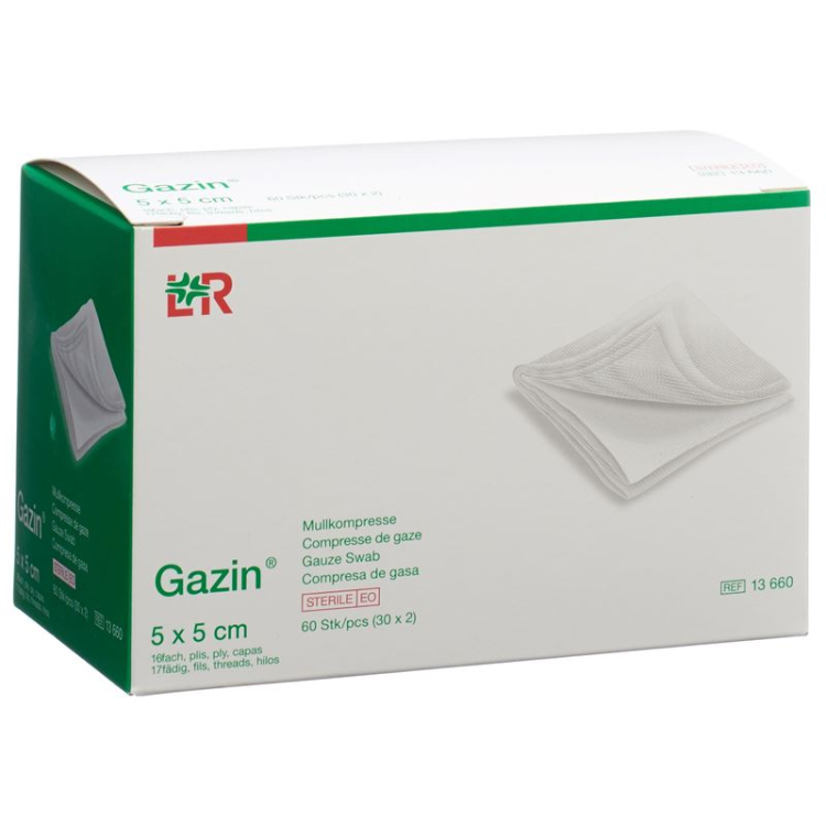 Qazin cuna kompressləri 5x5sm 16 qat steril 30 x 10 ədəd