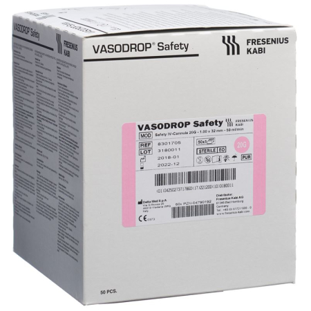 Vasodrop Safety 20G 32mm/S 50 pcs