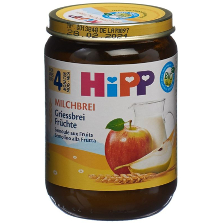បបរទឹកដោះគោ Hipp semolina porridge ផ្លែឈើ 190 ក្រាម។