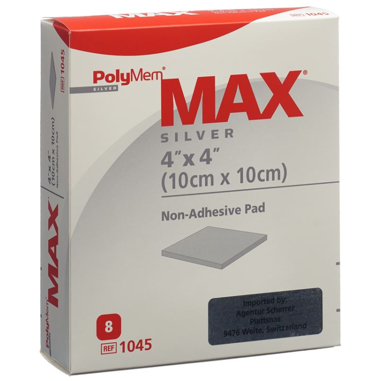 PolyMem MAX Silver Superabsorber 10x10cm 8 tk