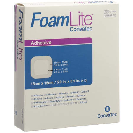 Foam Lite Convatec silicone foam dressing 15x15cm 10 pcs