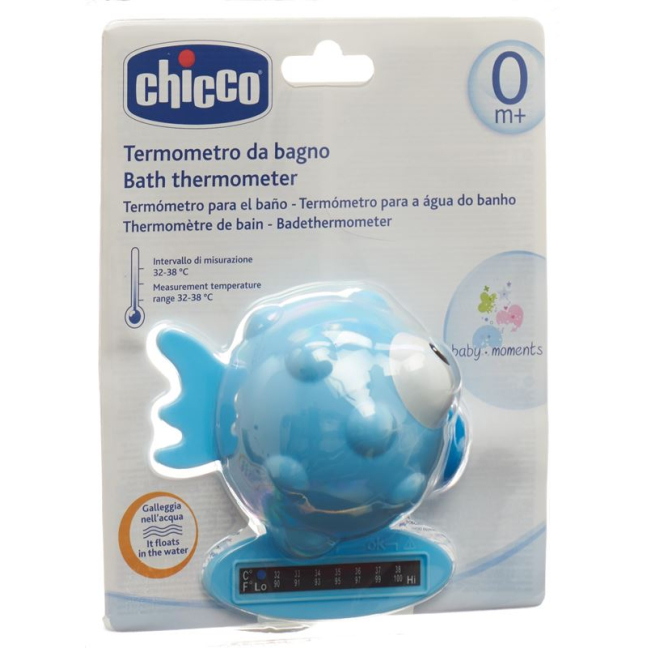 Termómetro de banho Chicco Globe Fish azul claro 0m+
