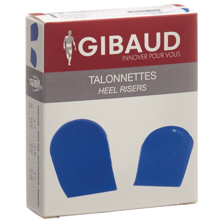 Miếng lót gót giày GIBAUD size 1 34-38 silicone màu xanh 1 đôi