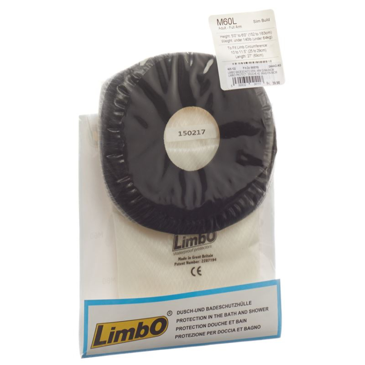 Limbo Bath protection 69cm arm thin 25-29cm adults waterproof