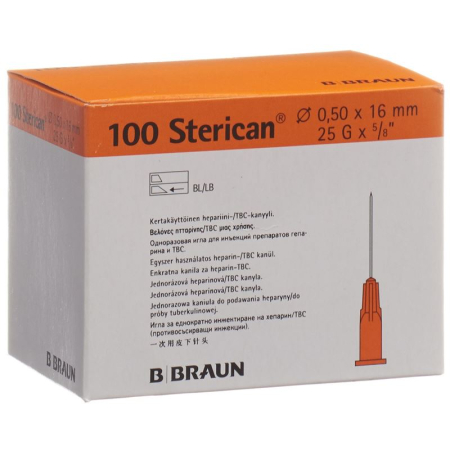 STERICAN Nadel 25G 0,50x16mm oranssi Luer