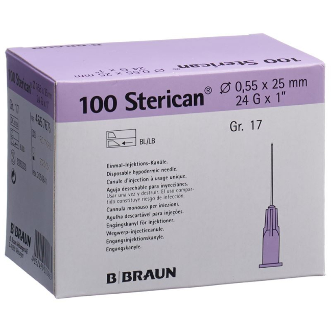 STERICAN Nadel 24G 0,55x25 mm lila Luer
