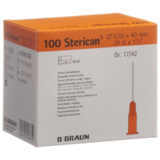 ម្ជុល STERICAN Dent 25G 0.5x40mm ពណ៌ទឹកក្រូច 100 កុំព្យូទ័រ