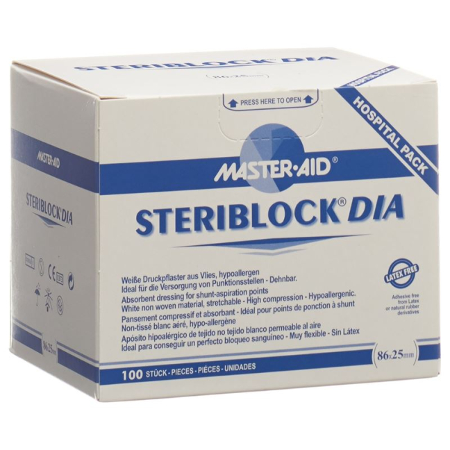 Steriblock flis obliž 86x25mm sterilni 100 kos