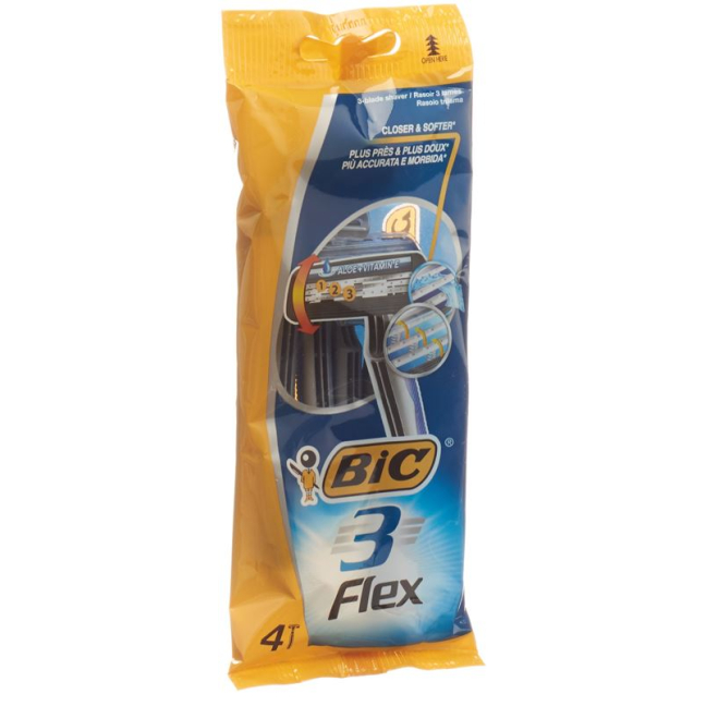 BiC 3 Flex 3 -teräinen partakone miehille liikkuvalla terällä