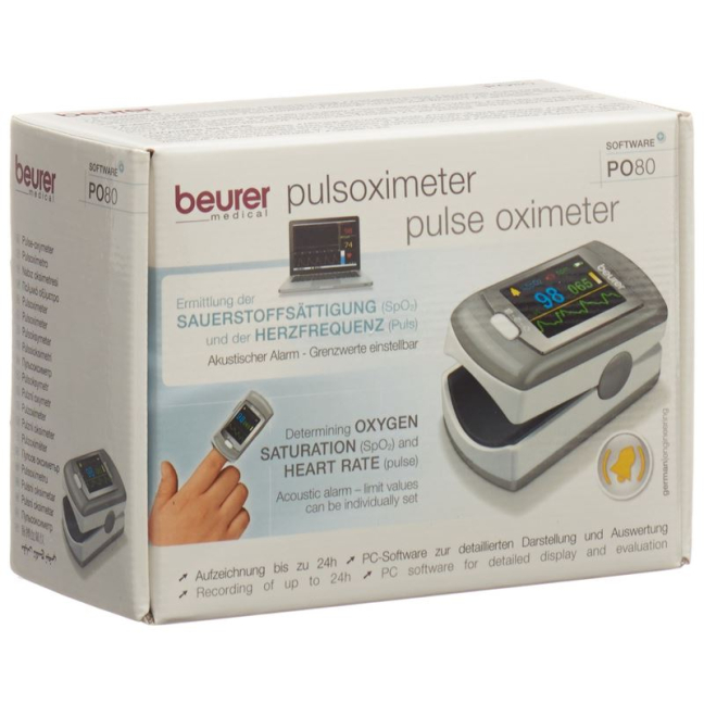 Prstový pulzný oxymeter Beurer s 24-hodinovou pamäťou PO 80