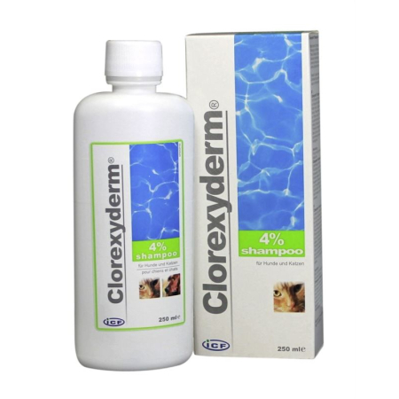 Syampu Clorexyderm 4% iklan kami doktor haiwan. botol 250 ml