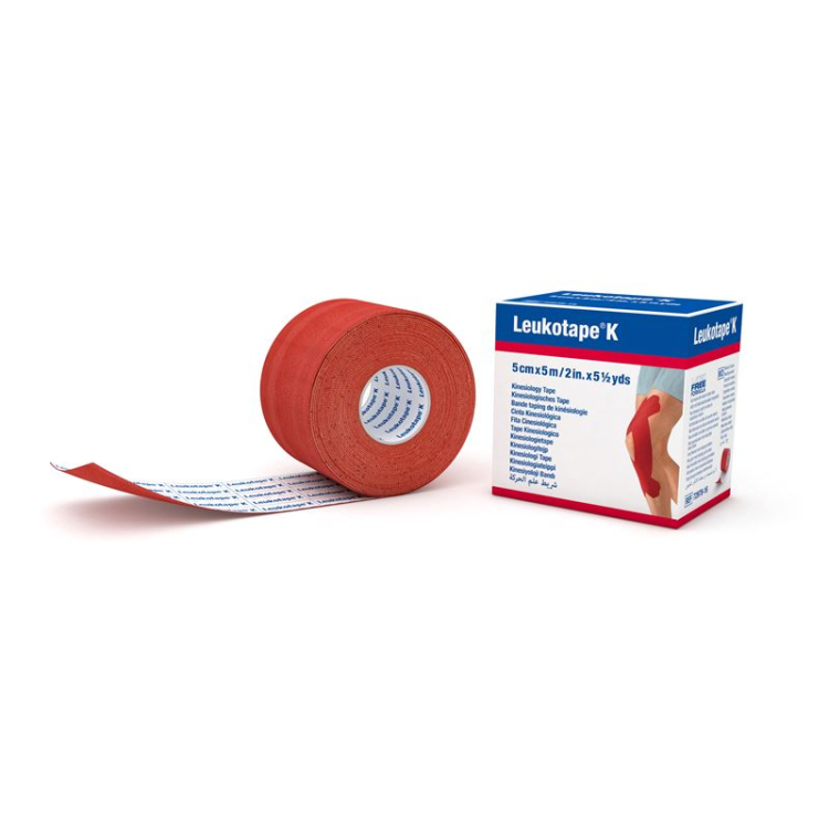 Pembalut plaster Leukotape K 5mx5cm merah 5 pcs