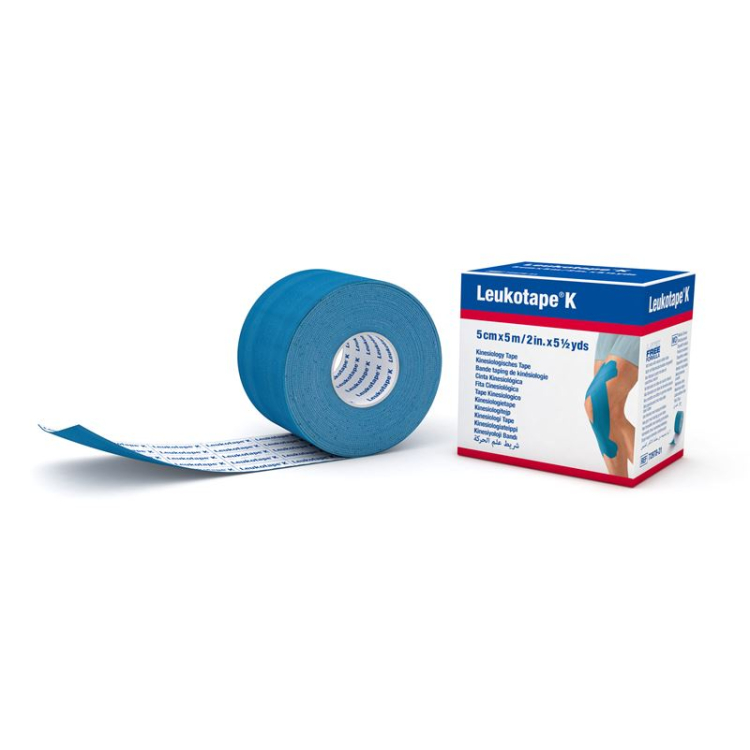 Leukotape Pflasterbinde 5mx5cm blau 5 Stk