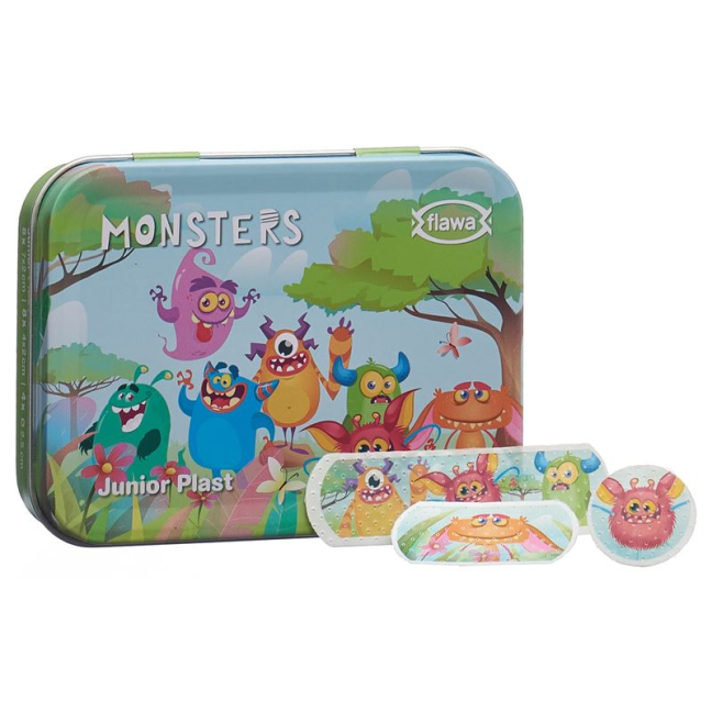 FLAWA Junior Plast Strips Monsters blaszane pudełko