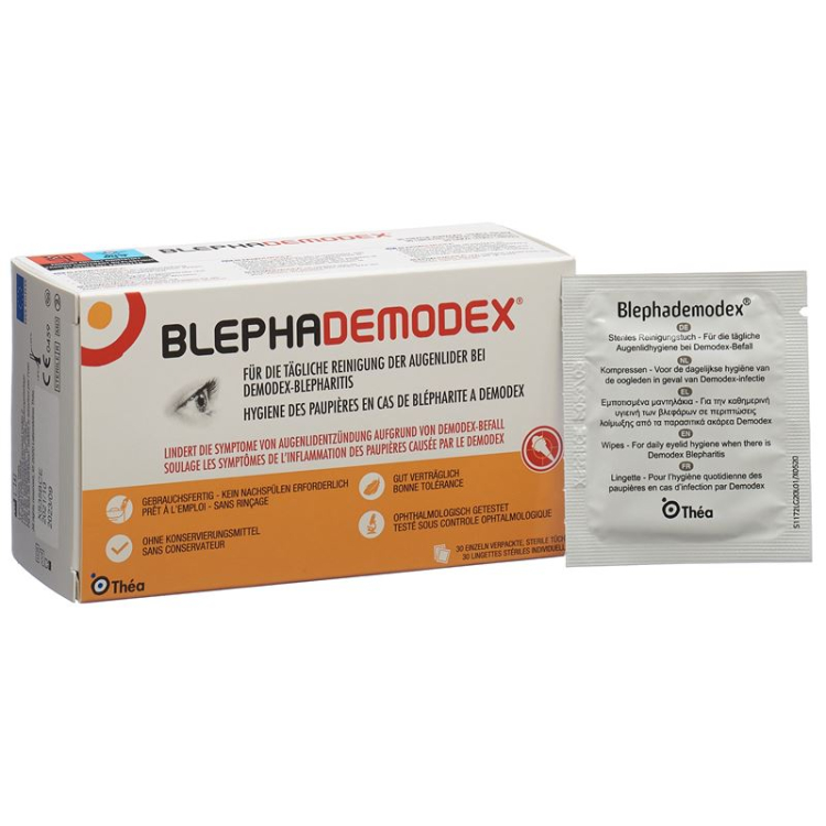 Blephademodex cleaning wipes sterile individually packed bag 30 pcs