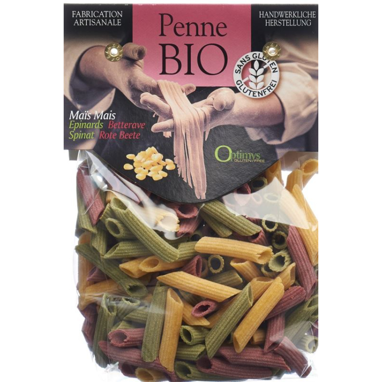 Optimys Tri-color corn Penne organic Battalion 250 g