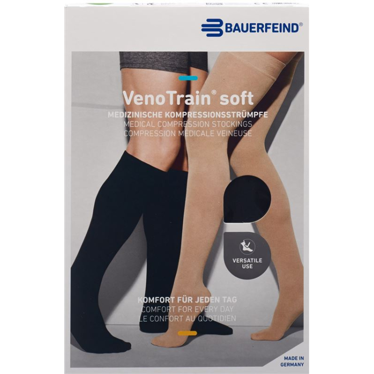 VenoTrain SOFT A-D KKL2 normal S / short closed toe Black 1 Pair