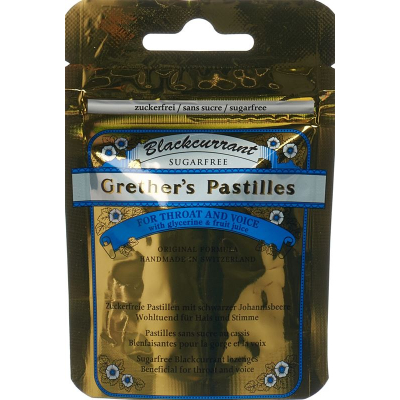 Grethers juodųjų serbentų pastilės be cukraus maišelio 110 g