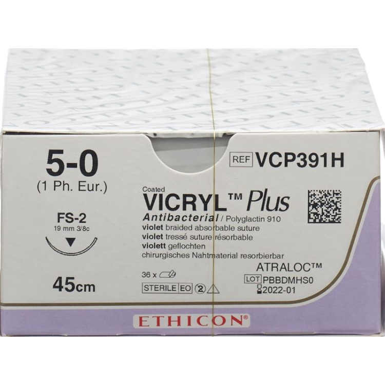 VICRYL PLUS 45 սմ մանուշակագույն 5-0 FS-2 36 հատ