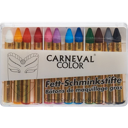 Carneval Color fedt make-up sticks assorteret 12 stk