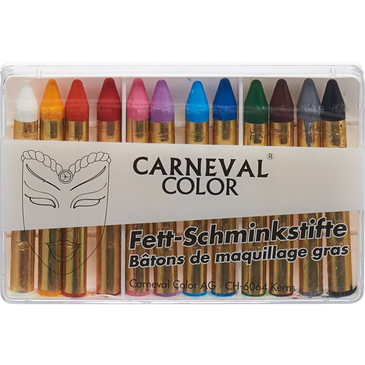 Carneval Color fettsminkepinner assortert 12 stk