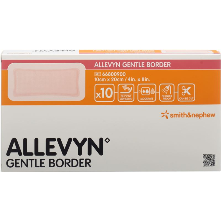 Allevyn Gentle Border dressing luka 10x20cm 10 pcs