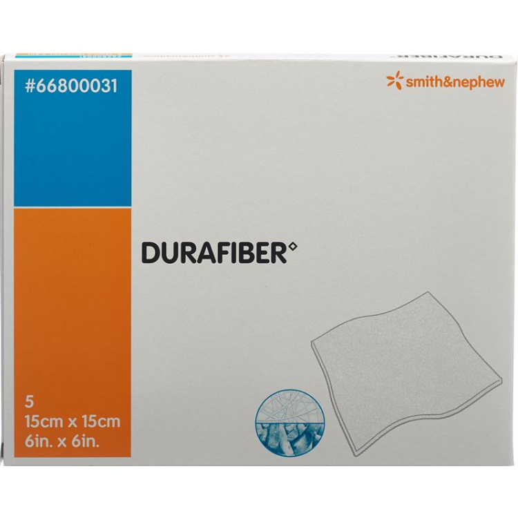 Durafiber sårbandage 15x15cm steril 5 stk