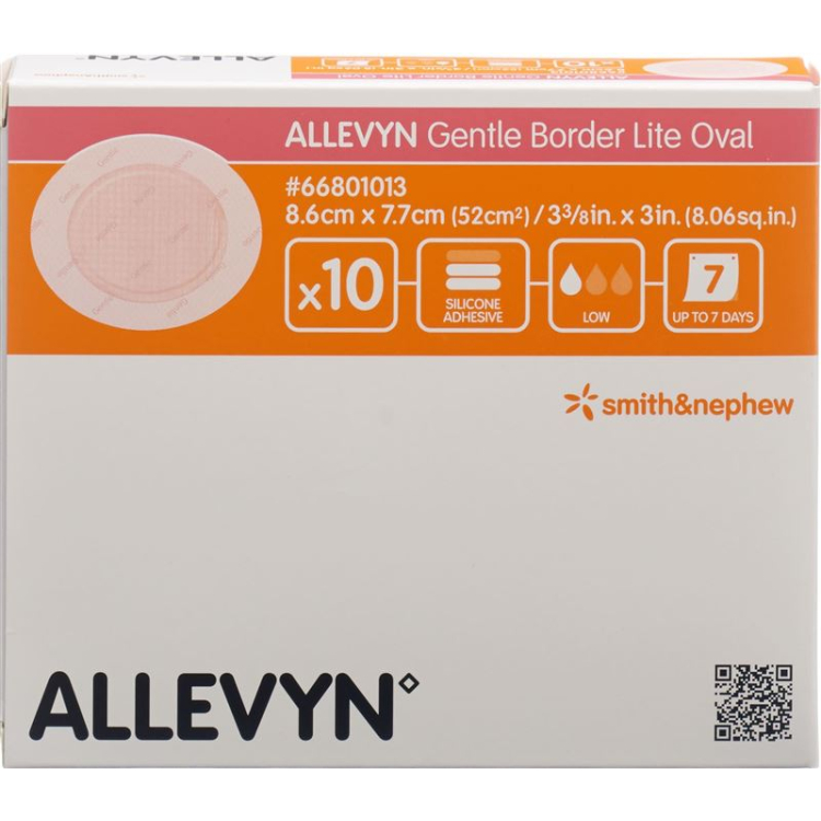 Allevyn Gentle Border Lite Oval 8.6x7.7cm 10 pcs