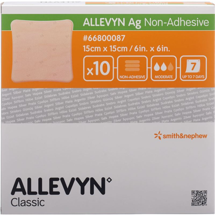 Băng nén vết thương không dính Allevyn Ag 15x15cm 10 cái